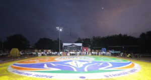 रणजीता स्टेडियम में रंगोली के जरिए साकार हुआ डिजिटल इंडिया का विजन