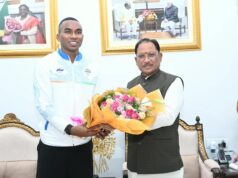 मुख्यमंत्री विष्णु देव साय से एशियन गेम्स के कांस्य पदक विजेता एथलीट अनिमेष कुजूर ने की सौजन्य मुलाकात